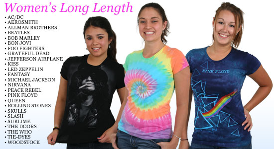 WOMEN'S LONG LENGTH - LICENSED ROCK & ROLL FOR WOMEN!