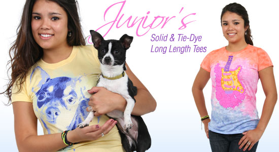 JUNIOR'S - SOLID & TIE-DYE LONG LENGTH TEES!